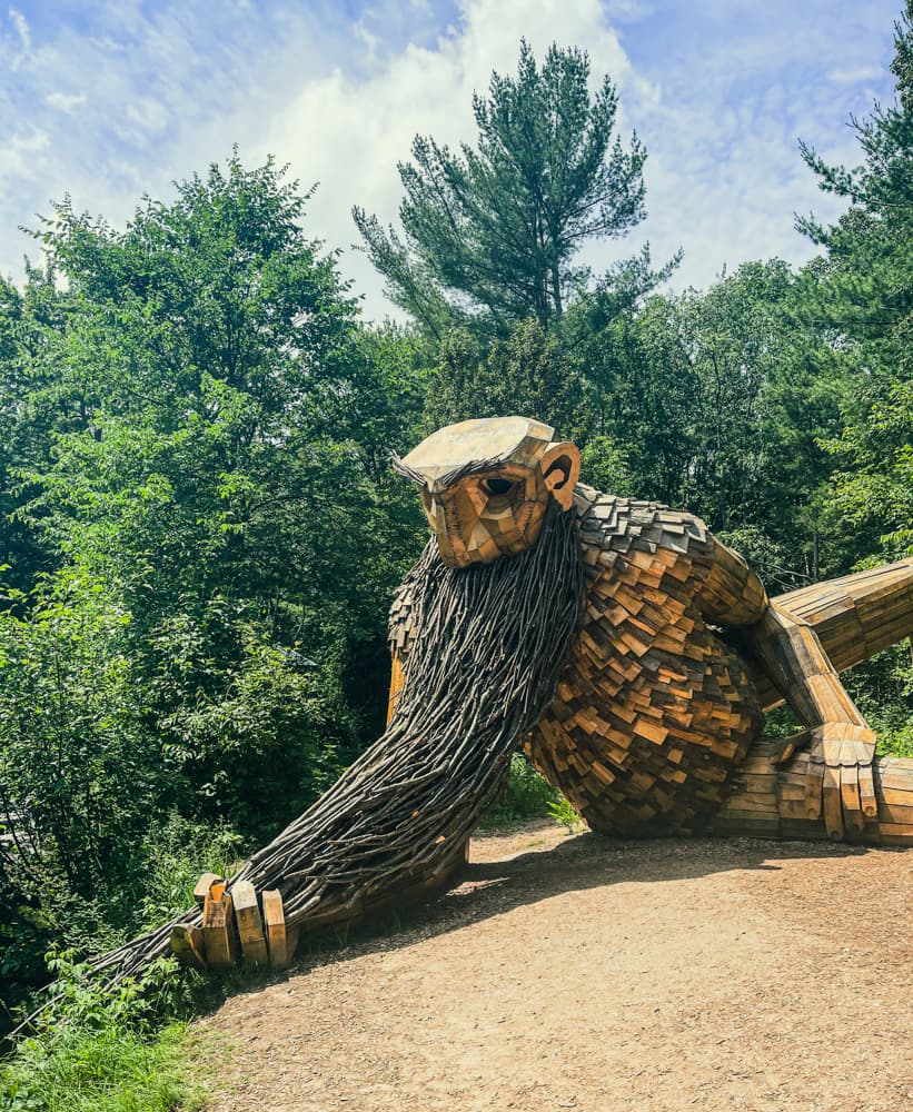 Benny the Beard Fisher, a giant wooden troll sculpture in Germfask